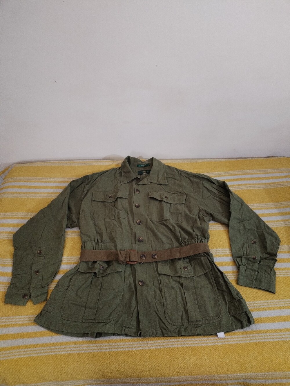 ORVIS Vtg Men's Safari Field Hunting Fishing Jacket Green Cotton Belted Size XXL